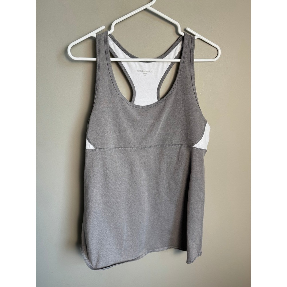 Tuff Athletics Activewear Tank Womens Large Gray Yoga Gym Workout Shelf Bra